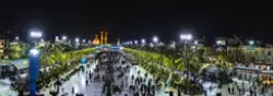 عکس زیبای حرم حضرت عباس از نمای بین الحرمین در شب