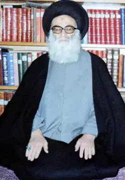 عکسی معروف از اواخر عمر علامه طهرانی در کتابخانه